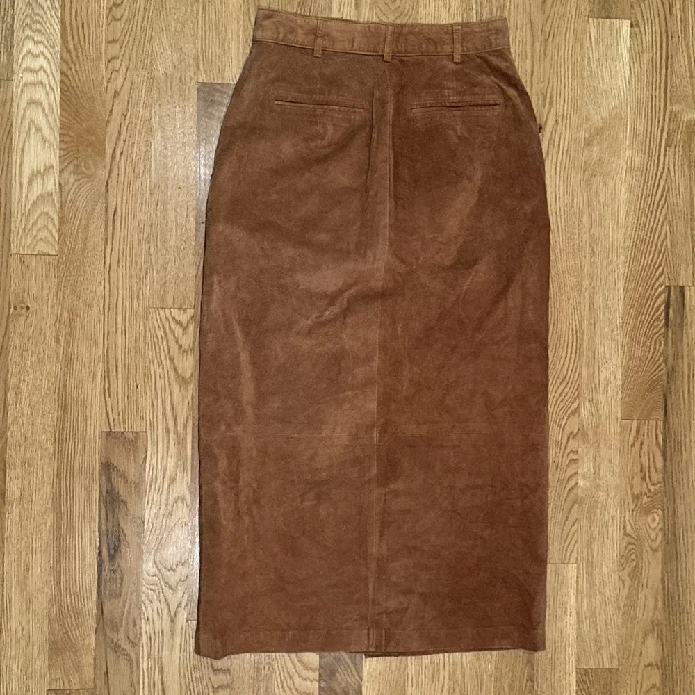 Y2K  Women's High Waisted Button Down Brown‎ Suede Skirt Size 8 Fall Cozy Autumn